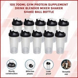 10x 700ml GYM Protein Supplement Drink Blender Mixer Shaker Shake Ball Bottle V63-824231