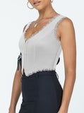 2-Pack White French Vintage Lace Splice Camisole - Slim Fit Halter Top with Back Detail V888-ELOSUNG39519