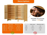 Modern Bamboo Shoe Rack Storage Cabinet with 3 Woven Rattan Doors, 5-Tier Shoe Organizer Shelf V767-JJ-ZZ1761