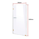 700 x 2100mm Frameless 10mm Safety Glass Shower Screen V63-829591