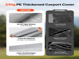 Carport Replacement Canopy, 6 x 4 m Potable Garage Tent Top Tarp with Sidewalls, UV-Resistant & V952-CKPB13X20FTHFHUUD001V0