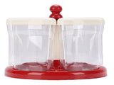 Rice Dispenser 5 Grid Food Grade PP PET Airtight 360&deg Rotating Grain Storage Bin for Red Green V1294-YM0901-3118260016711