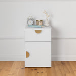 PORTO BEDSIDE TABLE - WHITE - SLIM - HALF MOON BRASS V164-ECS13WTB04G