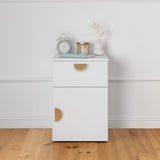 PORTO BEDSIDE TABLE - WHITE - SLIM - HALF MOON BRASS V164-ECS13WTB04G