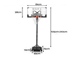 Everfit Portable Basketball Hoop Adjustable Pool Goal System Backyard 1.05M-2.1M BAS-HOOP-210-POOL-BK
