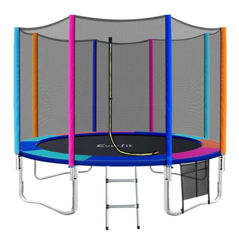 Everfit 12FT Trampoline for Kids w/ Ladder Enclosure Safety Net Pad Gift Round TRAMPO-B-12FT-MC-AB