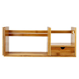 Bamboo Adjustable Bookshelf Book Storage Organizer with Single Drawer for Bedroom Office V1294-YM0901-JY02609