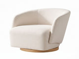 Artiss Swivel Armchair 360&deg Curved Accent Chair Linen Fabric Beige UPHO-K-SWL-FB-BG