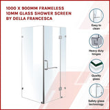 1000 x 900mm Frameless 10mm Glass Shower Screen By Della Francesca V63-831351