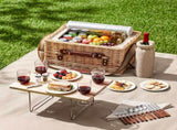 Alfresco 4 Person Insulated Picnic Basket Set with Foldable Wood Table Mat PC-TB-4P-REC
