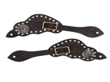1Pair Spur Strap Leather Rhinestone Western Vintage Style Horse Riding Protective Equipment for V1294-YM3111220274811-0421