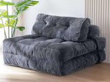 Convertible Folding Sofa Bed Pumpkin Design Corduroy Fabric Two-in-One Lounger for Living Room V1341-ZY-6W9GCNLV-GREY