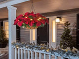 Pre Lit Christmas Hanging Basket Flocked with Mixed Decorations and LED Lights Artificial Frosted V1294-YM0523-10323269