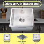 440x440mm Handmade Stainless Steel Undermount / Topmount Kitchen Laundry Sink with Waste V63-772965