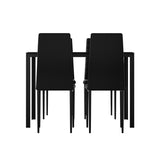 Artiss Dining Chairs and Table Dining Set 4 Chair Set Of 5 Black DINING-B-M-T105-BK-AB