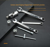 46-Piece Automotive Repair Tool Set - Carbon Steel Ratchet Wrench Socket Kit - 1/4 Inch Drive with V888-ELOSUNG50890