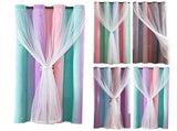 Panels Gradient Curtains Draperies for Girls Bedroom Living Room Double Window Curtains Thermal V1369-AZ3-W-18098