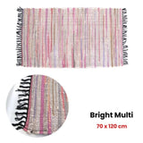 Tonal Chindi Cotton Handmade Floor Mat with Tassels 70 x 120 cm Bright Multi V442-BZO-FLOORR-TONALCHINDI-BRIGHT-RE