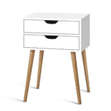 Artiss Bedside Table 2 Drawers - BODIE White FURNI-E-SCAN-BS02-WH
