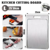 Double-Sided Titanium Cutting Board in Silver, 36x25CM, Heat Resistant for Kitchen and Camping V178-59250