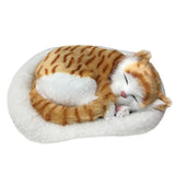 Realistic Sleeping Cat Toy Breathing Cat Stuffed Animal Doll with Mat Plush Toys for Children Home V1294-YM0714-10332432