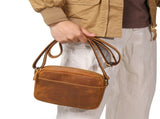 Men's Full Grain Leather Crossbody Bag Casual Commuter Shoulder Bag Vintage Messenger Multi-Function V1221-XM-LB5646-ZS202