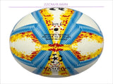 A yellow, blue and red football with color matching size5, PU fitting material, Christmas Boxing Day V1102-HYZQ00C09
