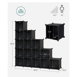 SONGMICS 16 Cube Storage Organizer Storage with Rubber Mallet Black V227-8498402112991