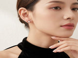 Elegant Rose Gold Plated Sterling Silver Heart-Shaped Moissanite Earrings with Clover Design, V1341-ZY-DWCWQ3SY-MOISSANITE-PREMIUMS925