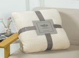 200 x 300cm White Pineapple Grid Plush Sofa Blanket for 3 Seater - Soft Thick Flannel Jacquard V888-ELOSUNG55491-4
