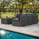 LONDON RATTAN 5 Seater Modular Outdoor Setting Lounge with Coffee Table, Grey V219-OTDOLSLR5SGY2