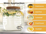 Glass Drink Dispenser for Parties, 1 Gallon Beverage Dispenser with Stand and Spigot Solid Stainless V1258-DP02-WO-40