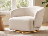 Artiss Swivel Armchair 360&deg Curved Accent Chair Linen Fabric Beige UPHO-K-SWL-FB-BG