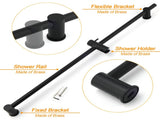 Matt Black Solid Brass 850mm Long Sliding Rail Bar Swivel Handheld Shower Holder V1233-376704ROBL