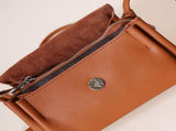 Genuine Leather Flap Crossbody Bag with Elephant Charm - Compact & Stylish Shoulder Purse V888-ELOSUNG35967