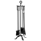 Fireplace Tool Set, 5 PCS Tool Set and Holder with Four-Prong Stand, Tongs, Ash Shovel, Brush, V952-BLGJTJ5JTSZGDJ6II001V0