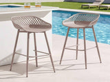 Gardeon 2PC Outdoor Bar Stools Plastic Metal Dining Chair Patio Furniture Coffee ODF-BA-CHAIR-PP-CO-2X