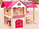 Wooden DIY Dolls Doll House 2 Level Kids Pretend Play Toys Full Furniture Set V610-DOLHO-LQL1280