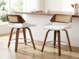 Artiss Wooden Bar Stools Set of 2 Swivel Kitchen Counter Stool Chair 60cm Seat Height BA-B-0369-RAT-WHX2