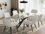Boucle teddy Sherpa Fabric Bliss Armrest Dining Chair Ensemble V264-DNC-420V-WHE-02-1