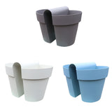 2PCS Grey Color Guardrail Saddle Pot Thickened PP Resin Hanging Saddle Railing Planter for Office V1294-YM0901-210508TW0135