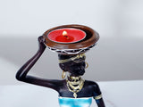 2PCS Vintage African Women Statue Candle Holders Resin Figurines Fits Up to 3.5cm Diameter Candles V1294-YM0523-220329XA01