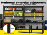 Giantz Garage Shelving 2.4X1.8m Warehouse Rack Storage Shelves Workshop Racks Steel WR-F-12050-180BKX2