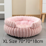Notch Style Round Pet Bed With Removable Cover, Warm Plush All Season Cat Dog Bed, Pink, Size XL, V1221-XM-LB2839-GM115