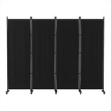 Artiss 4 Panel Room Divider Screen 217cm Wheel Fabric Black RD-D-PLY-217-WHEEL-BK