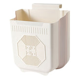 Wall Mount Foldable Plastic Trash Can Kitchen Food Waste Storage Bin For Cabinet Bedroom Indoor V1369-AZ3-W-14893