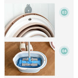 Foldable Mop Bucket Plastic Household Water Container for Floor Mopping Beige V1369-AZ3-W-13191