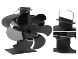 6 Blades Heat Powered Fireplace Fan Self Starting Eco Friendly Wood Stove Fan LT380 Black 152mm V1294-YM3113220263211-0421