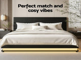 Artiss Bed Frame Queen Size LED Gas Lift Black LUMI BFRAME-E-LUMI-Q-BK-ABC