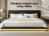 Artiss Bed Frame Queen Size LED Gas Lift Black LUMI BFRAME-E-LUMI-Q-BK-ABC
